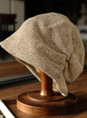 小野商 日本原生麻凉感透气堆堆帽轻薄镂空冷帽套头帽2026年新款