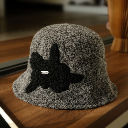 小野商超细美利奴羊毛钩花盆帽