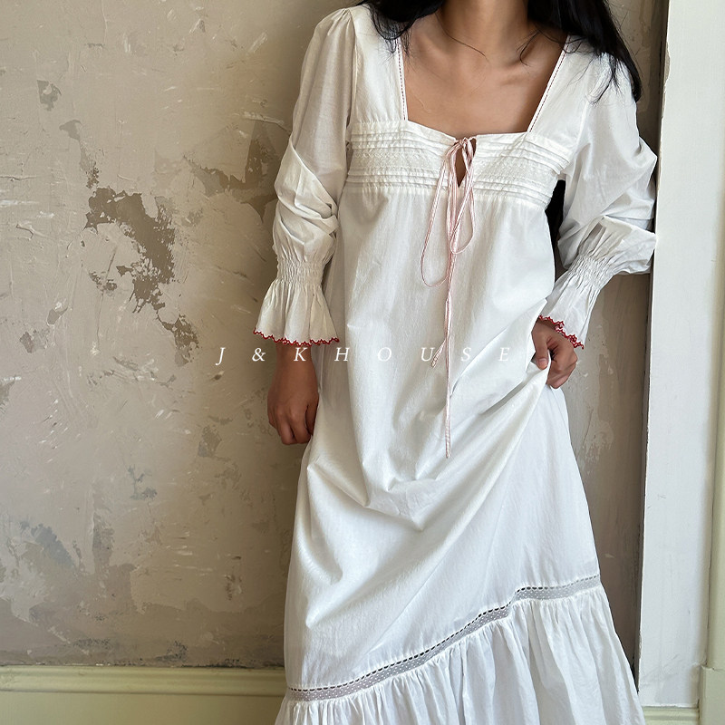 Girlish|法式少女纯棉睡裙春夏新款全棉家居服公主风复古女生睡衣,女士内衣/男士内衣/家居服,睡裙,淘宝优惠券,粉丝福利购,淘宝优惠卷