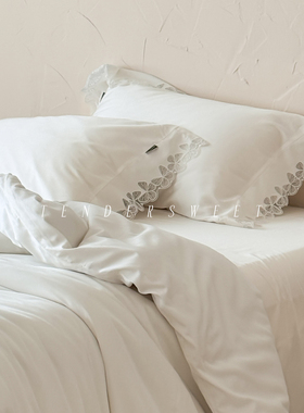 Tender|法式少女天丝棉四件套60S蕾丝花边亲肤高级感被套床上用品