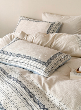 Tender| 法式复古牛奶绒棉麻四件套提花亲肤简约床笠保暖床上用品