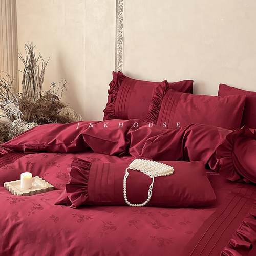 法式婚庆全棉贡缎四件套