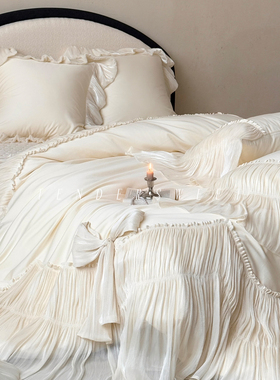 Tender| 法式少女纯棉四件套长绒棉全棉蕾丝花边复古公主床上用品