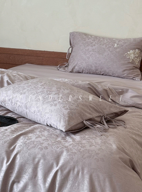 Tende|新中式少女全棉长绒棉四件套刺绣100S床笠单人纯棉床上用品