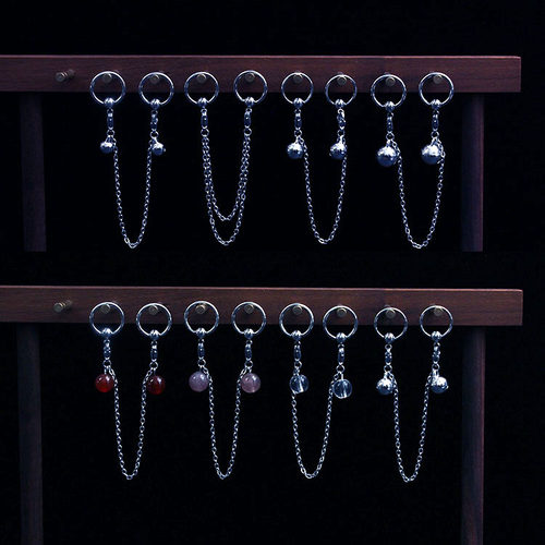 卡球环双连小众设计水晶铃铛