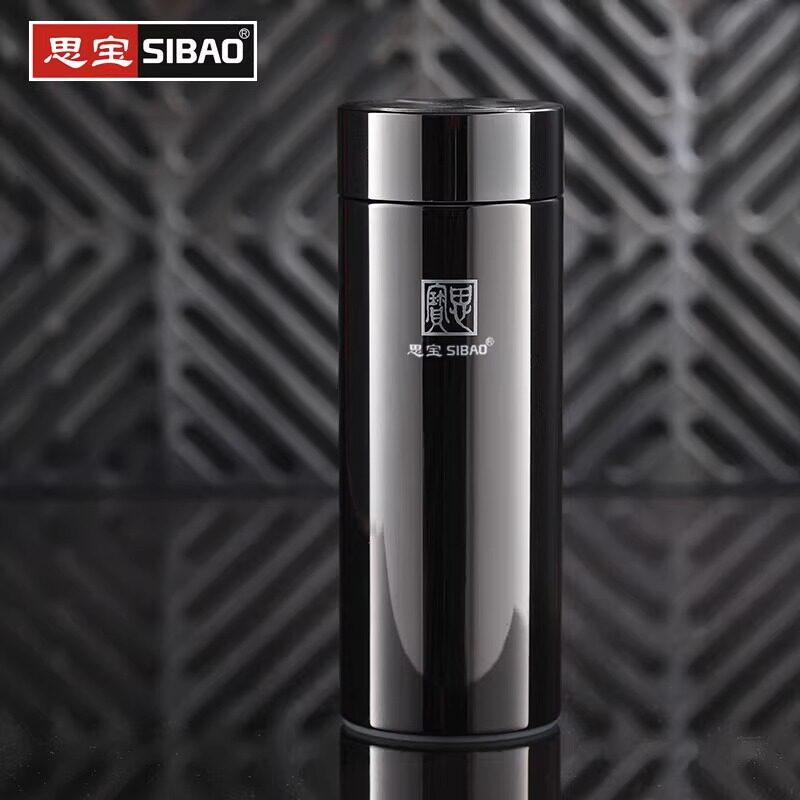 思宝保温杯黑金刚男士泡茶水杯不锈钢真空杯纳米能量商务礼品茶杯