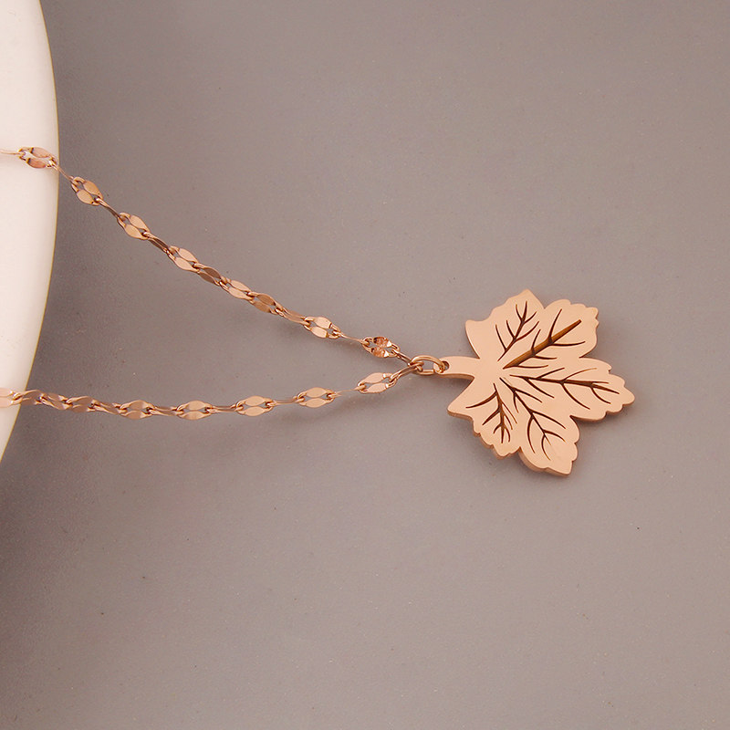 网红同款一夜暴富项链玫瑰金不掉色树叶锁骨链个性小众设计潮