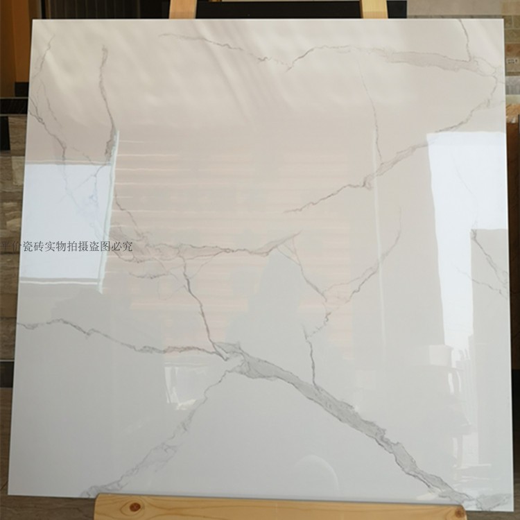 800×800爵士白负离子通体大理石瓷砖客厅防滑耐磨地砖白色瓷砖