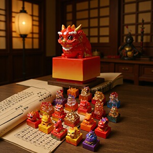 吉兽耀岁印玺盲盒创意礼物好运吉祥玉玺印章祥瑞桌面工位摆件萌瑶