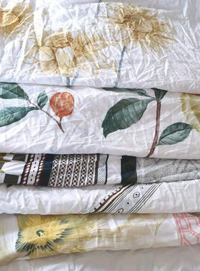 纯棉床品白底斜纹布按斤称diy