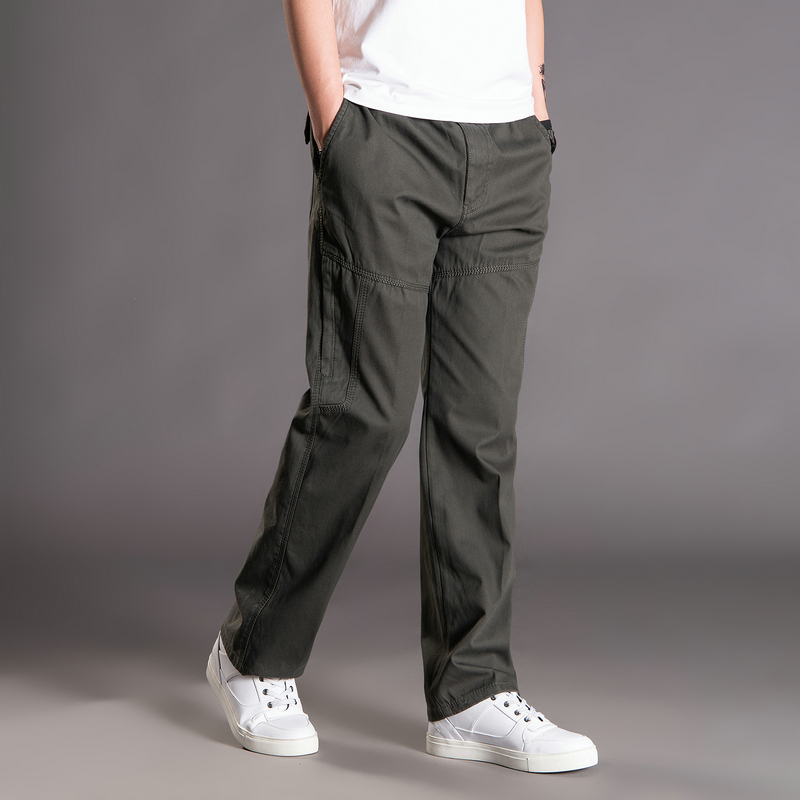 大码直筒休闲长裤秋冬肥佬多口袋工装裤加肥加大男士宽松运动裤子