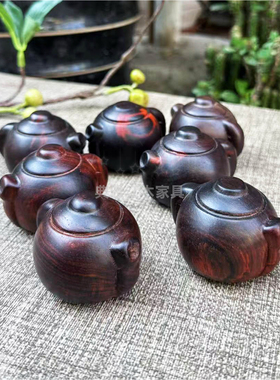 大红酸枝木茶壶摆件红木雕工艺品摆件交趾黄檀木雕工艺品摆件
