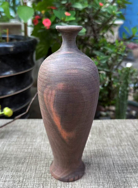 大红酸枝木花瓶交趾黄檀聚宝瓶红木花瓶木雕工艺品摆件花瓶