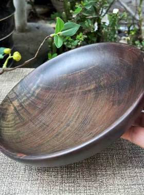 大红酸枝木茶盘茶托果盘团圆盘红木雕交趾黄檀木雕工艺品摆件