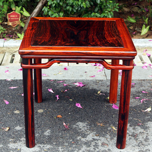 面板两拼外全独板 全榫卯结构 交趾黄檀单桌 老挝大红酸枝方桌