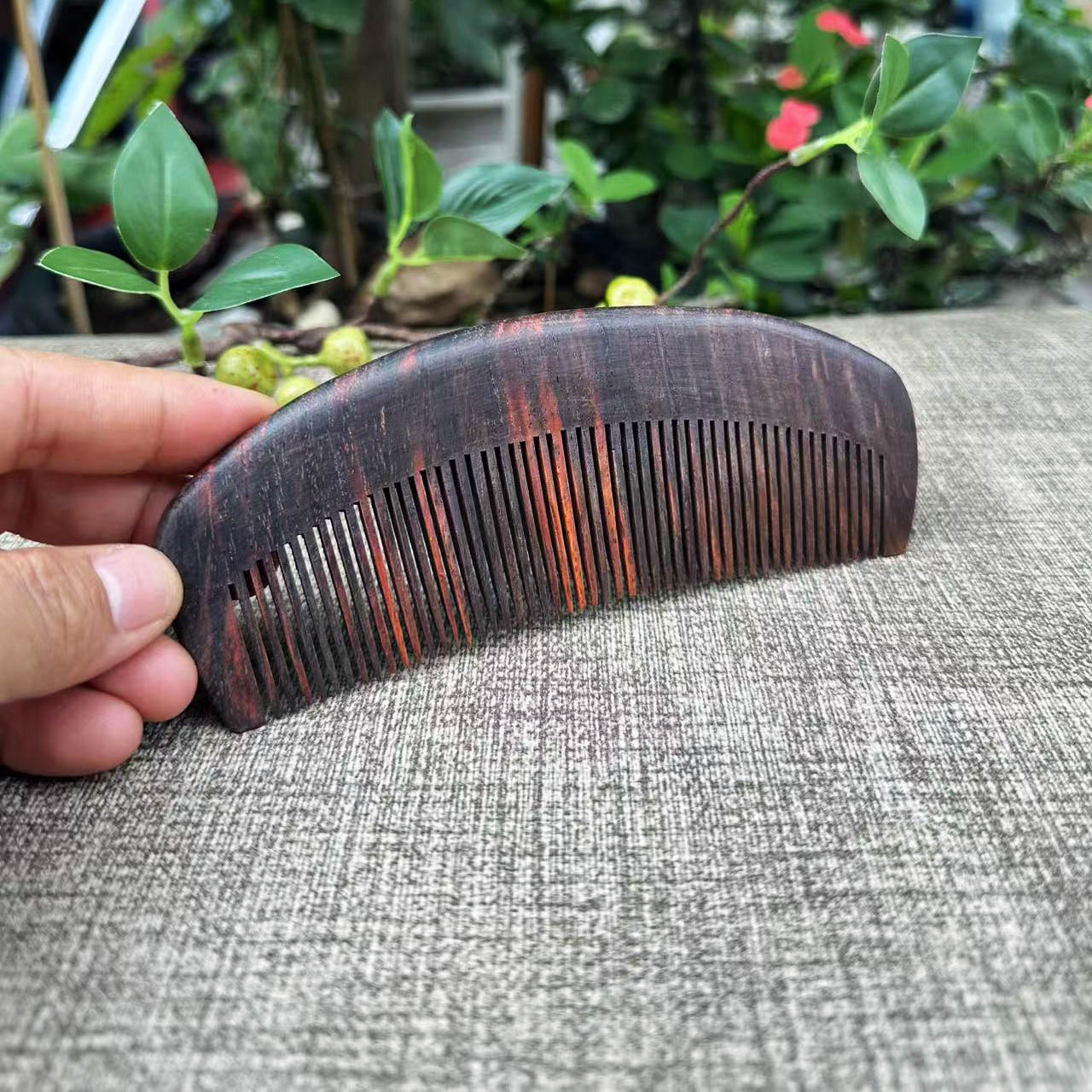 老挝大红酸枝木梳子天然圆背木梳红酸枝木料梳子舒经活络按摩保健