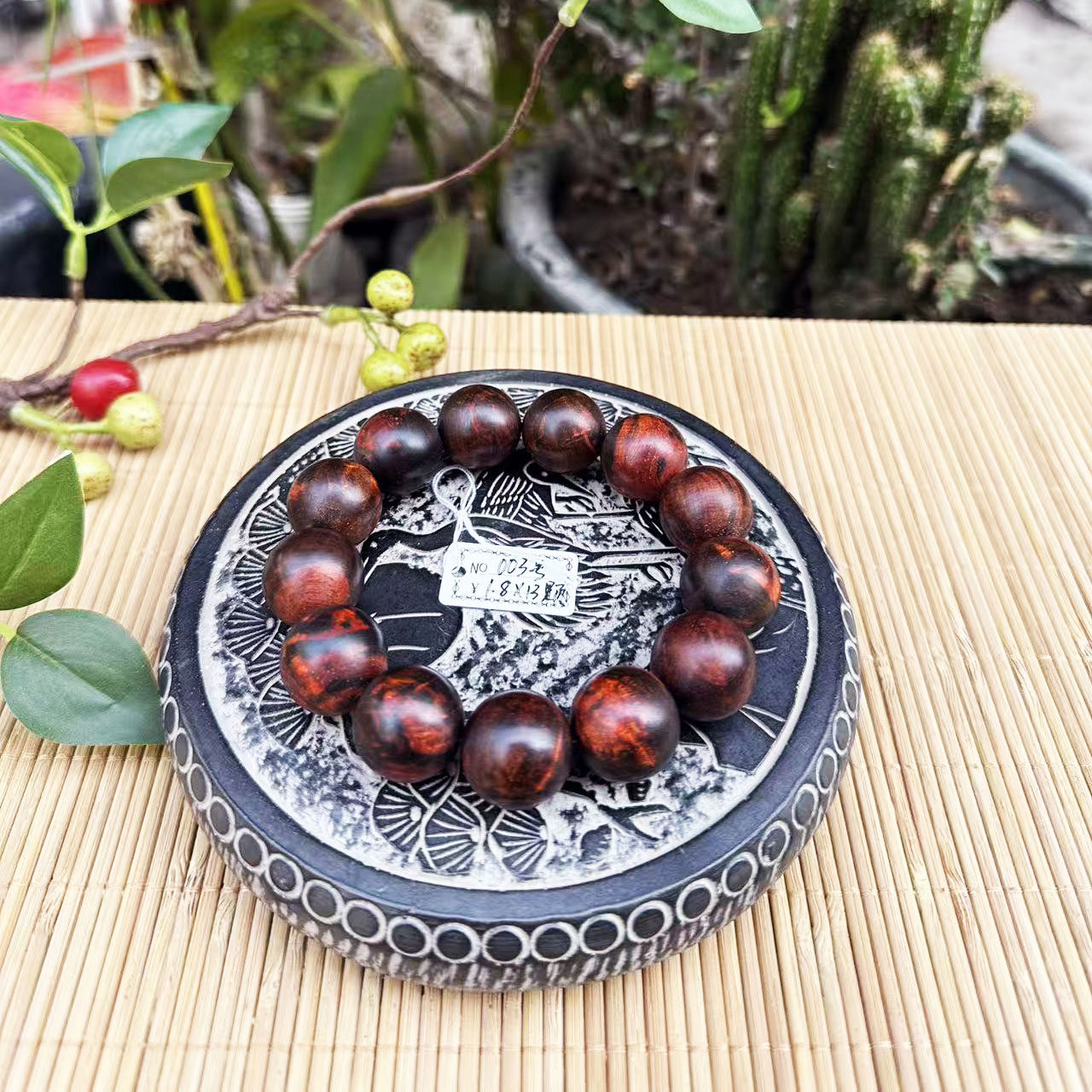 大红酸枝同料黑飘红003号佛珠手串1.8&times;13颗交趾黄檀红木工艺手链