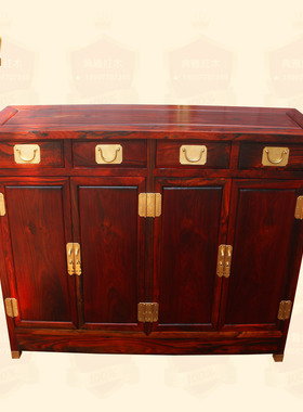 老挝大红酸枝餐边柜 交趾黄檀勾边储物柜 老红木酸枝餐厅边柜