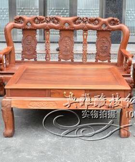 大果紫檀 缅甸玫瑰沙发6件套 靠背圆柱10公分(可修改订制)