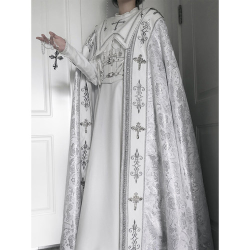 晚礼服白色哥特风修女风lolita裙