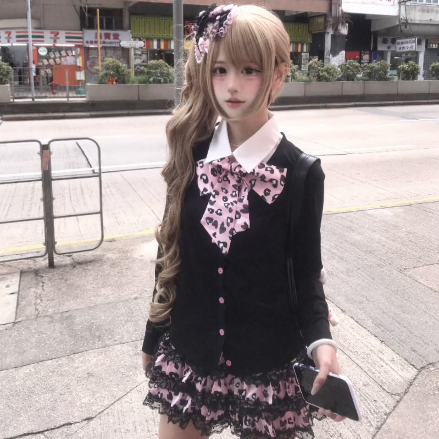 古早洋娃娃套装日系樱花上衣半裙