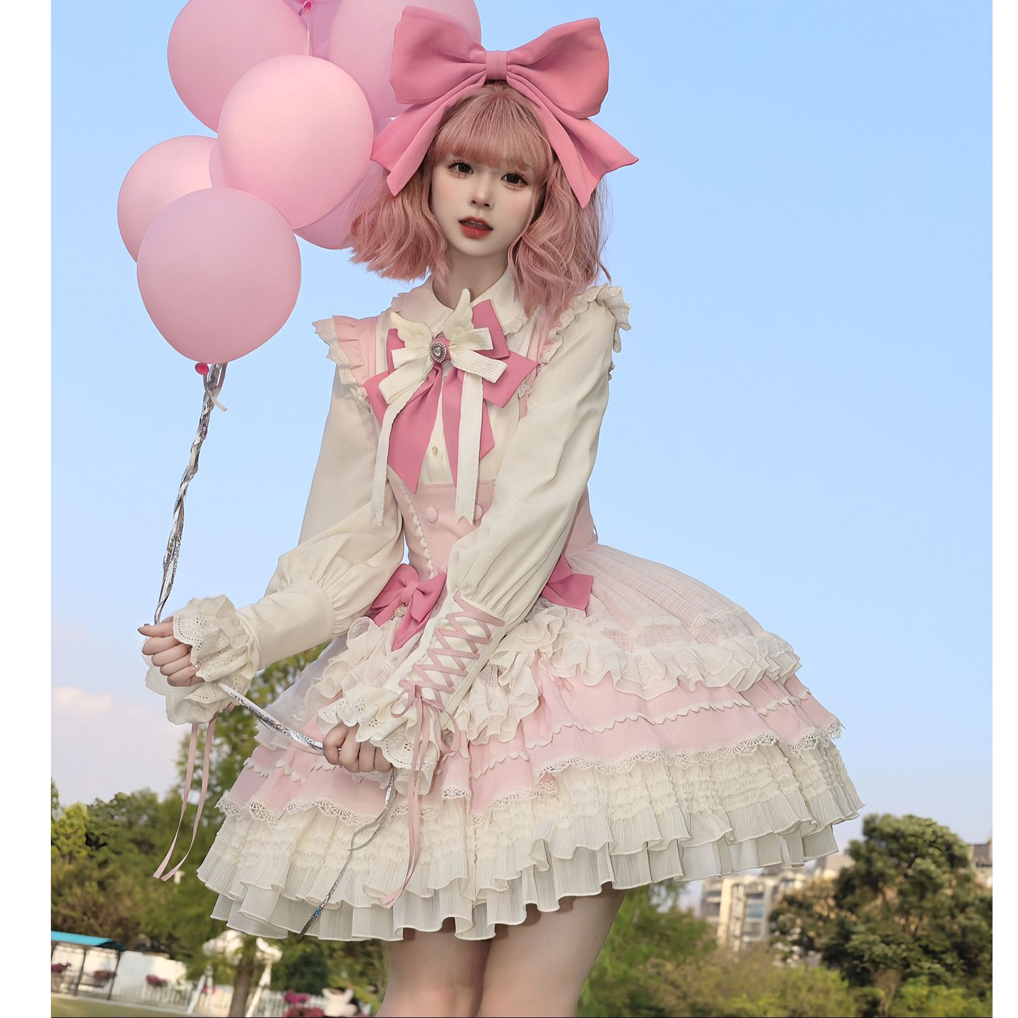 圣诞节cos甜美少女感粉色lolita