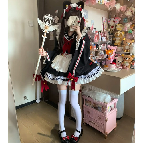 甜美可爱和风长袖Lolita裙女仆
