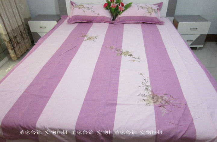 山东特产 鲁锦老粗布纯棉十字绣四件套 婚庆床品 全棉床上用品