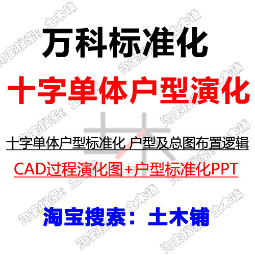 土木铺 万科十字单体户型标准化研发CAD演化图及PPT设计说明素材