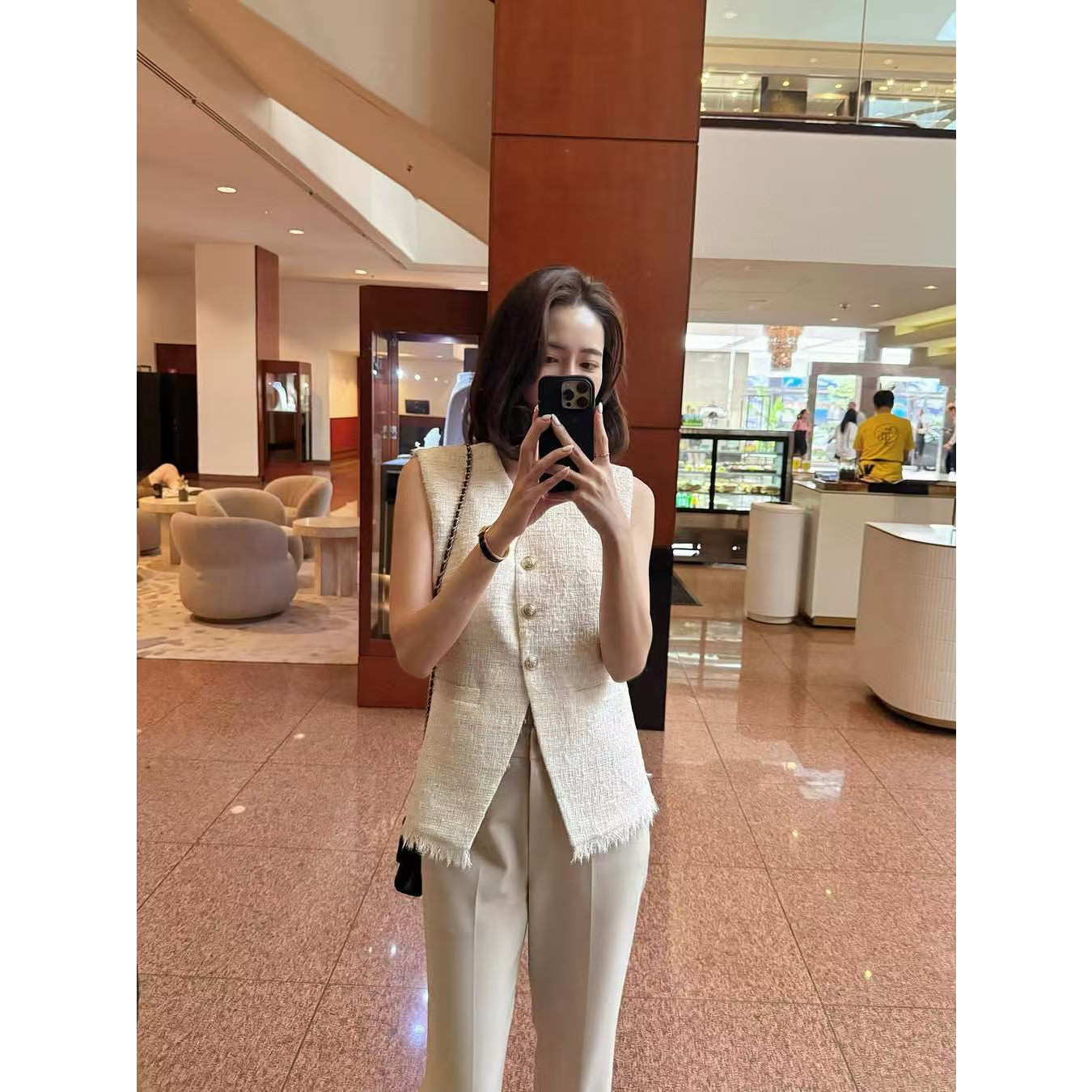 小香风粗花呢马夹外套女韩版chic轻熟时尚马甲别致小众设计感上衣