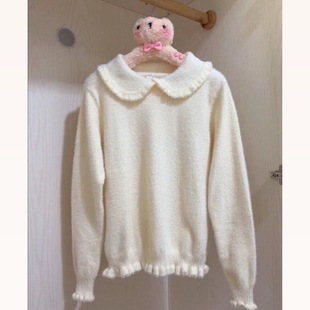 娃娃慵懒毛衣毛绒绒打底白色上衣甜美针织减龄可爱少女针织衫秋冬