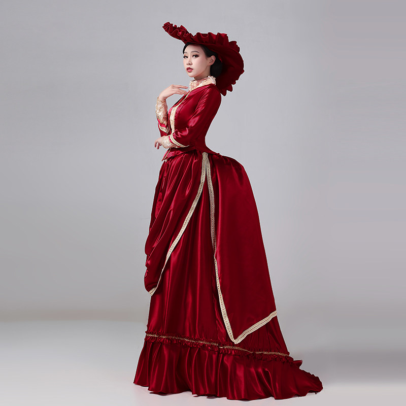 欧式宫廷裙欧洲中世纪维多利亚时期晚会公主古典礼服话剧影楼写真