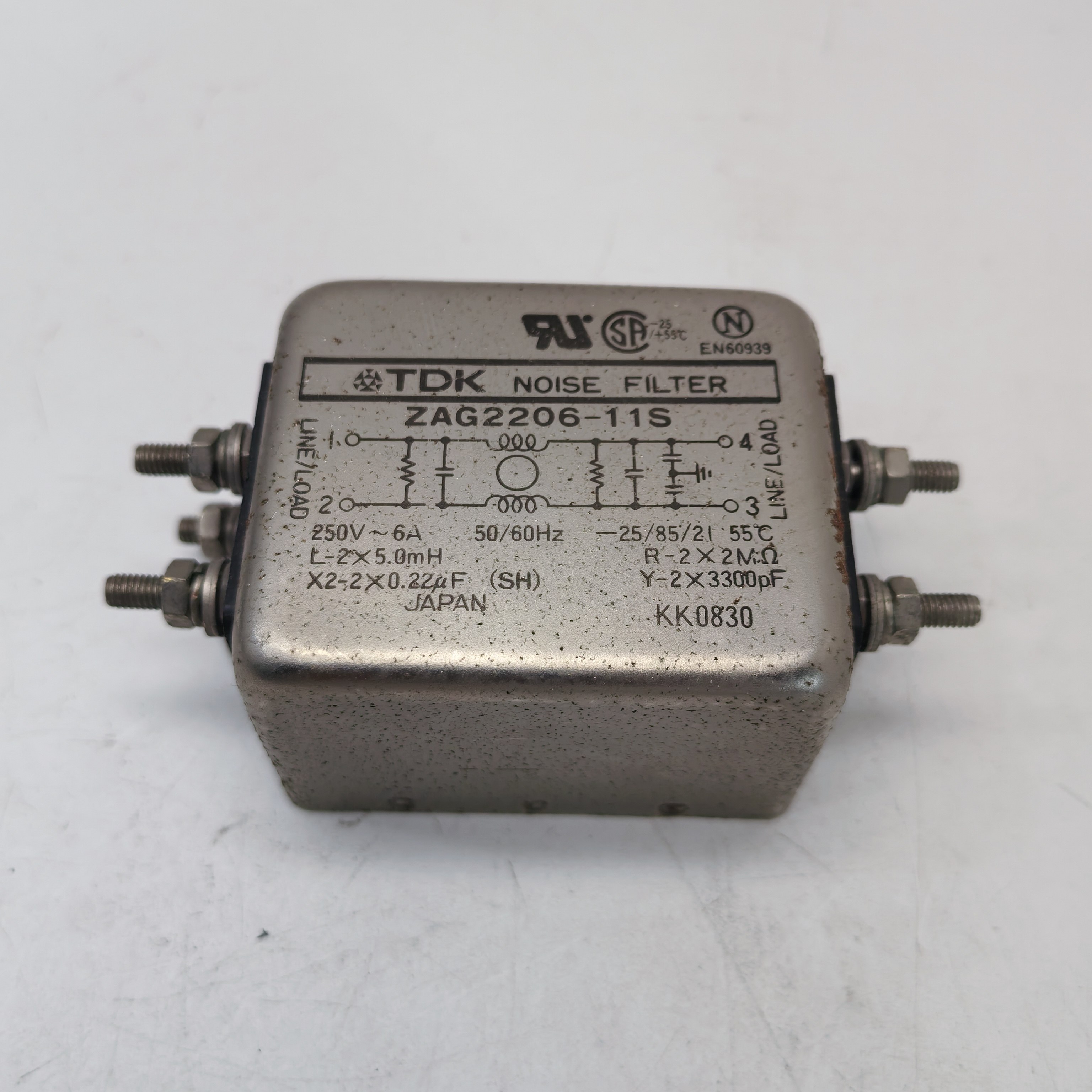 TDK电源滤波器ZAG2206-11S，日本原装，250V 6A，单相EMI滤波器