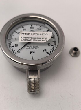 MC DANIEL 690MM 0-200PSI 压力表 316不锈钢 全新无包装实物拍摄