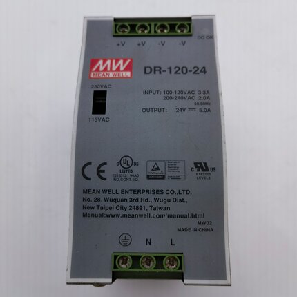 MEAN WELL/明纬 DR-120-24 24V 5.0A 原装拆机工业导轨开关电源