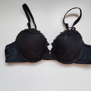 微瑕疵韩系黑色青年有钢圈上薄下厚蕾丝边性感文胸75A 包邮