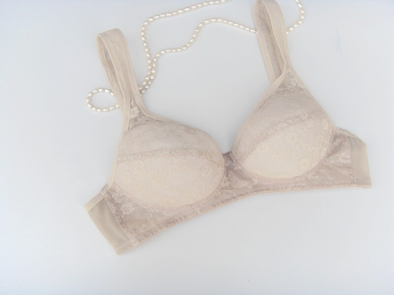 2件包邮外贸夏季肤色蕾丝薄款无钢圈文胸罩杯75b