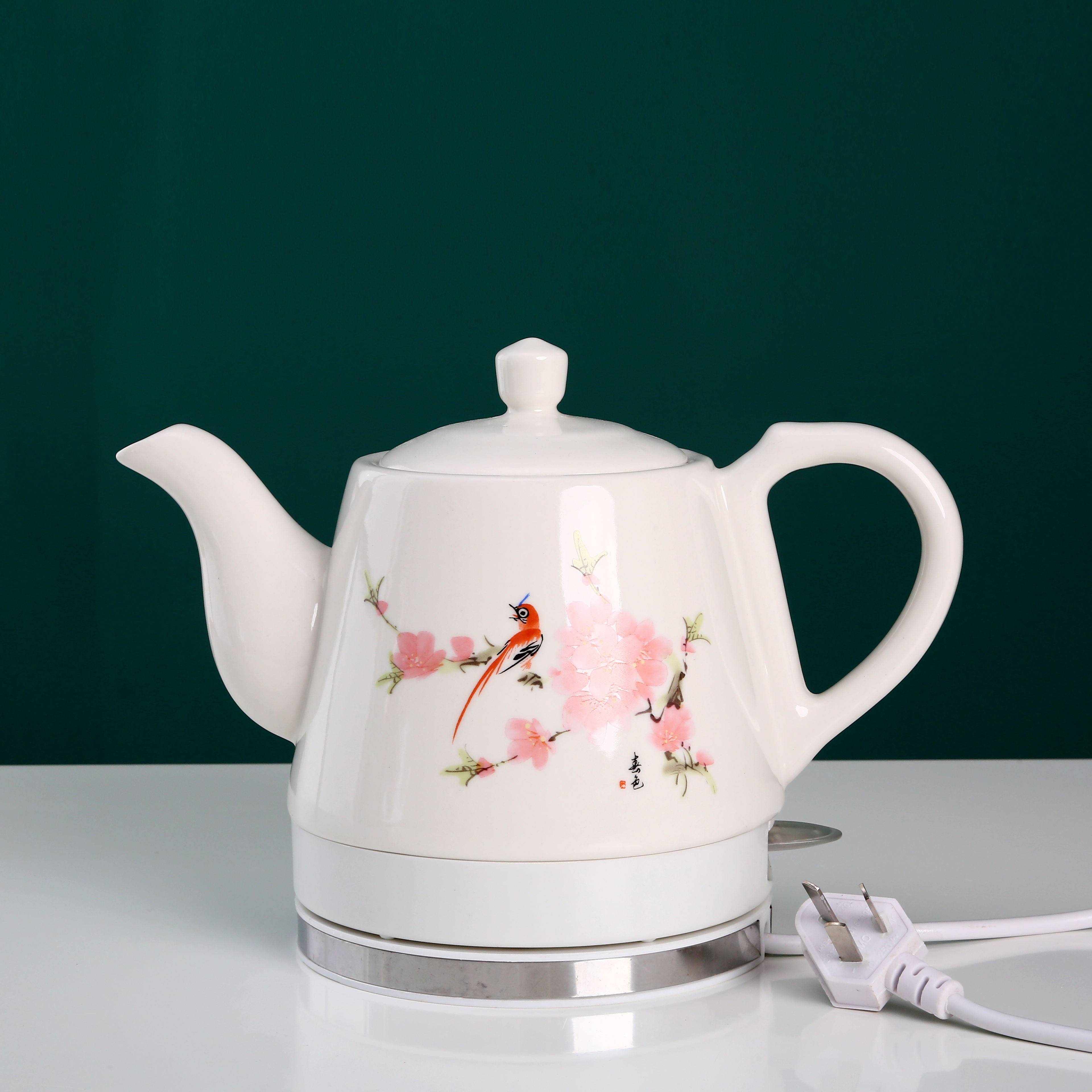景德镇陶瓷烧水壶瓷器电热水壶玫瑰泡茶壶家用酒店宾馆开水壶大号