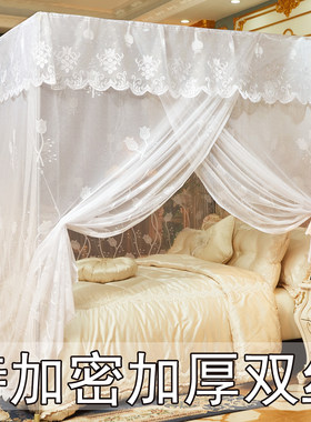 豪华新款老式u形蚊帐家用1.5m床传统方顶1.8米1.6单门宫廷落地式