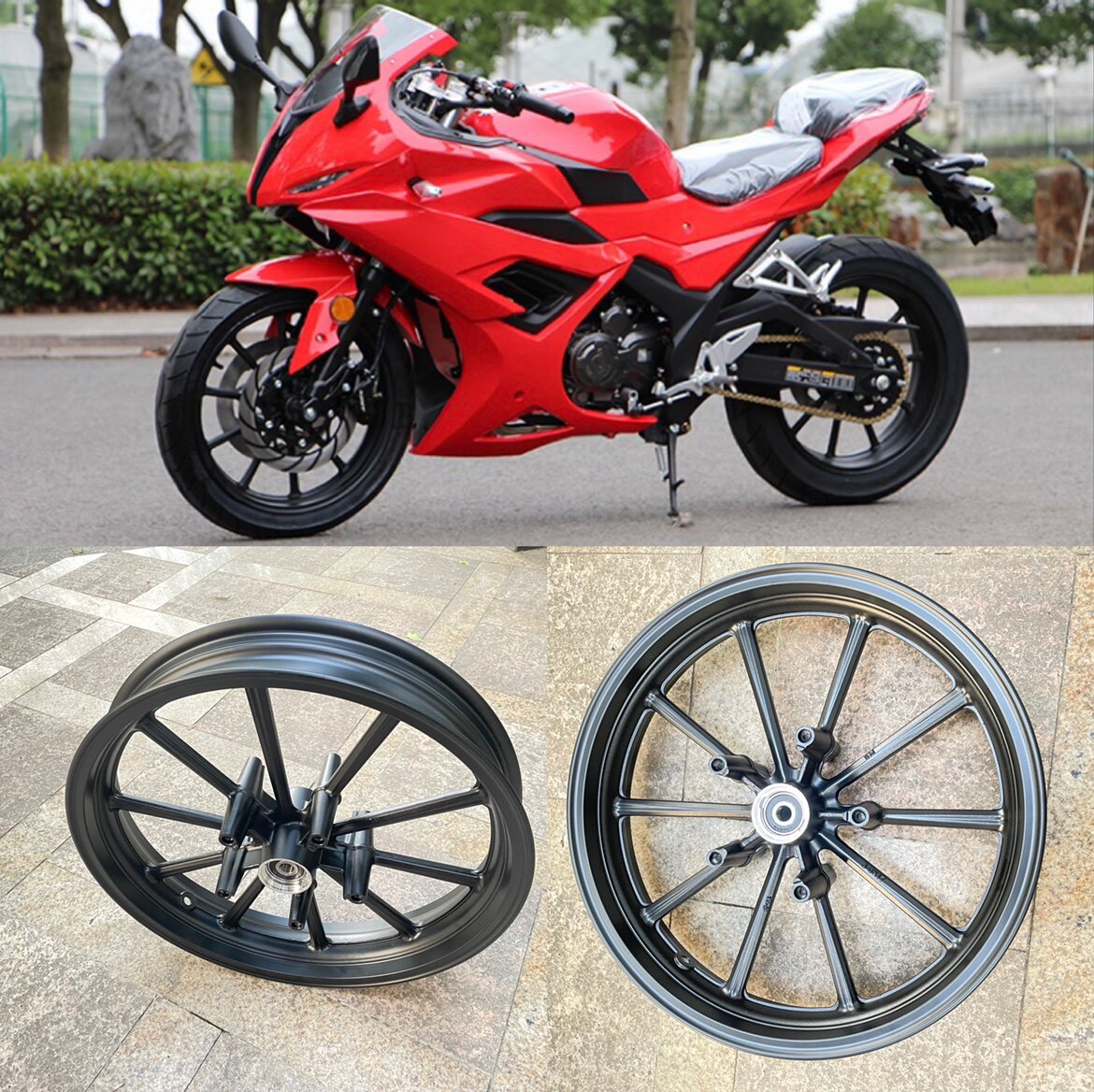 公路赛山洋魔影450摩影跑车宝雕单R双R摩托车轮毂宝马款后圈