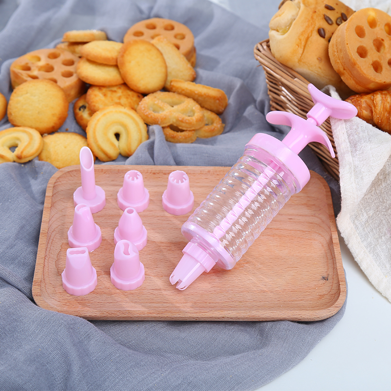 儿童烘焙工具 塑料裱花器幼儿裱花枪挤奶油曲奇神器裱花嘴8件套装