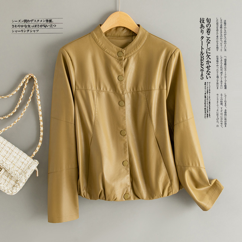 2026春秋新款韩版小个子皮衣修身显瘦皮夹克圆领机车服女外套潮