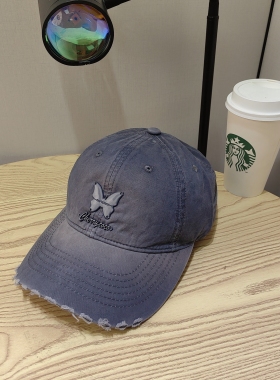 LINUO原创设计帽子金属蝴蝶小众鸭舌帽女生甜酷辣妹软顶棒球帽