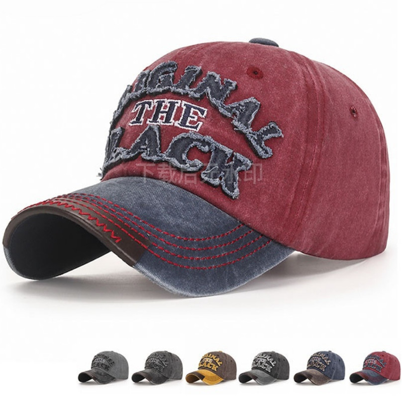 男女帽子2025新款牛仔帽水洗做旧刺绣鸭舌户外时尚个性棒球帽男款