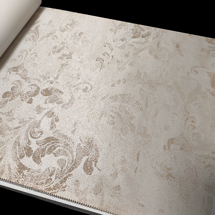 高精密欧式复古黑色提花无缝墙布美式客厅卧室咖色暗花全屋壁布wi