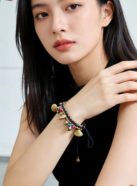 泰国铜铃手链脚链民族风手链表演用手链舞台日常饰品孔雀石手饰