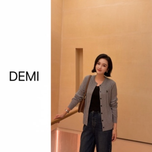 圆领刺绣针织复古麻花显瘦开衫 定制 女F1088 RUILI MISS