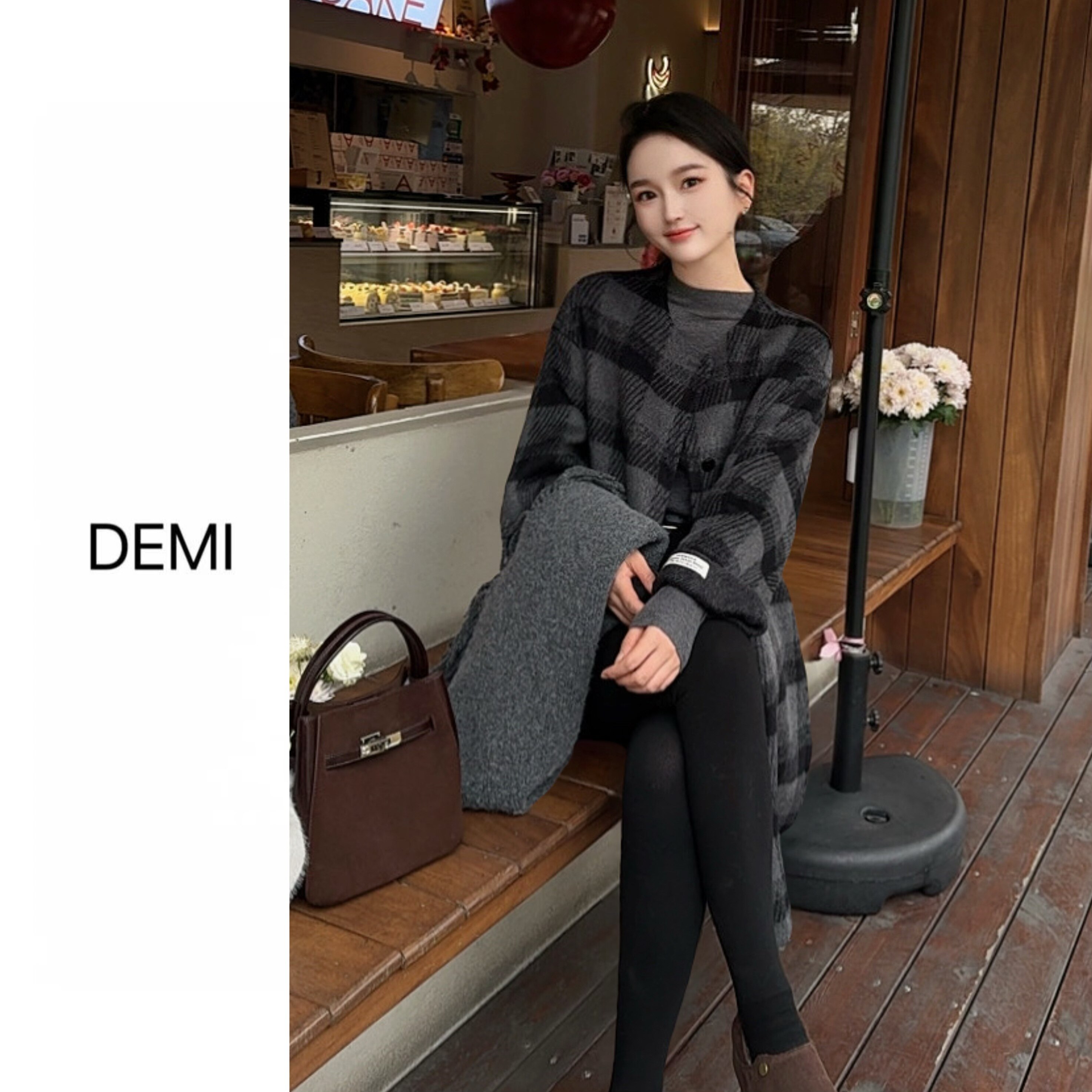 冬季韩系高级独特格子大衣中长款宽松外套F1491,女装/女士精品,毛呢外套,淘宝优惠券,粉丝福利购,淘宝优惠卷