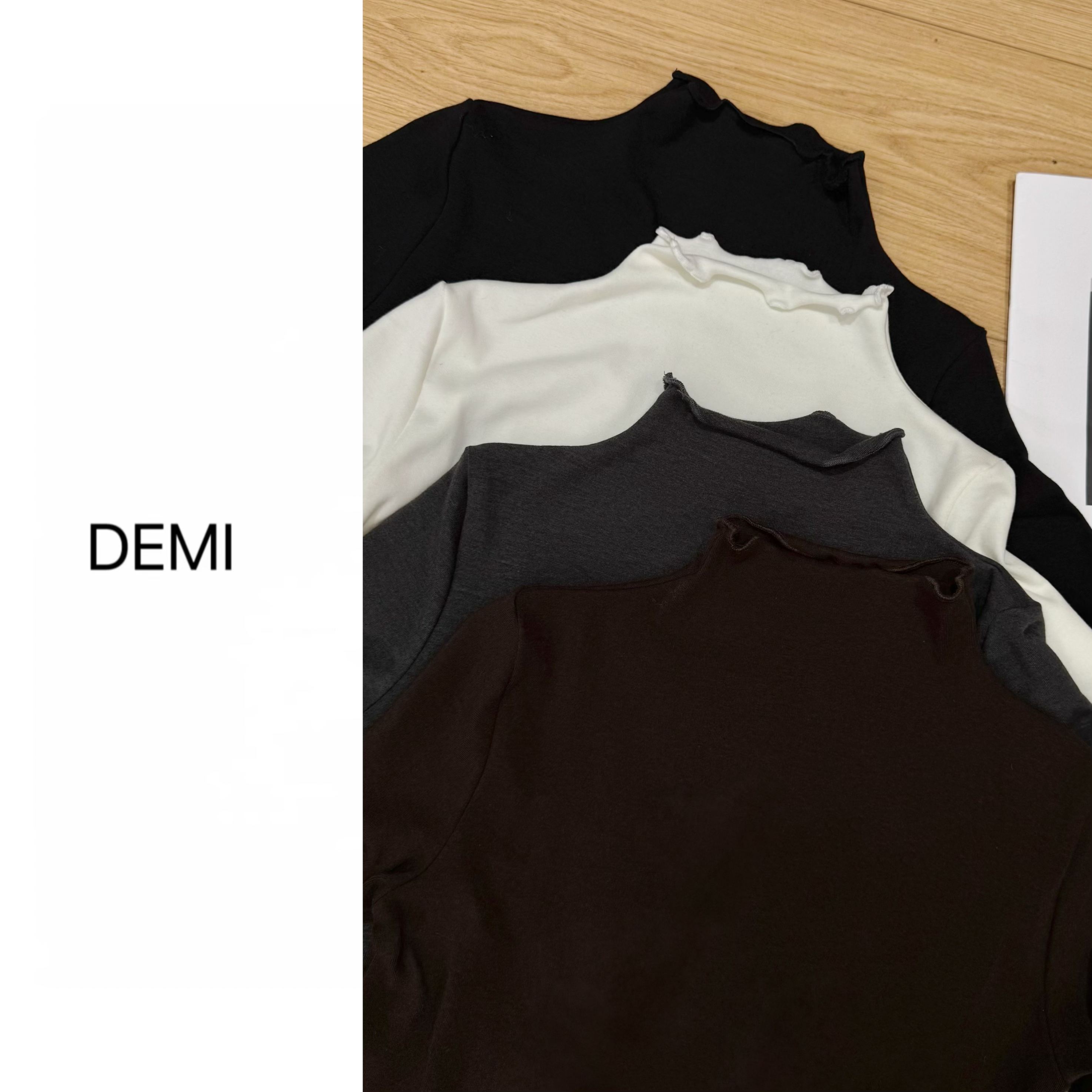 韩系简约木耳边长袖T恤