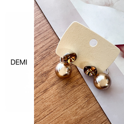 MISS RUILI 定制 简约气质高级感百搭珍珠水钻耳钉F1478